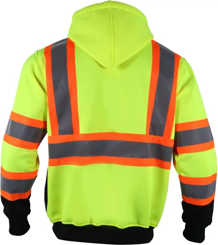 Miniatura 3 de VENDACE Sudadera con capucha reflectante de alta visibilidad ANSI Clase 3 para hombres con capucha desmontable (amarillo, XL)