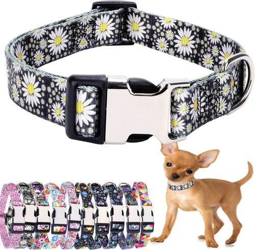 Miniatura 26 de Lindo collar para perros XS, pequeños, medianos y grandes, collar de nailon suave para mascotas, con estampado 3D multicolor, collares ajustables 5
