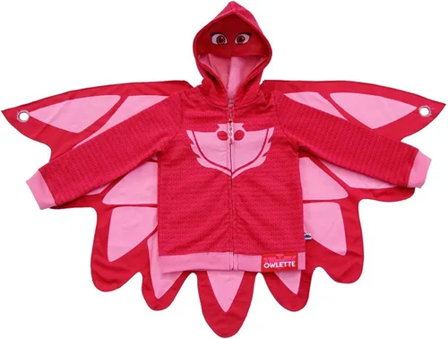 PJ Masks Girls' Owlette Zip Up Fleece Hoodie with Mesh Mask and Detachable Cape