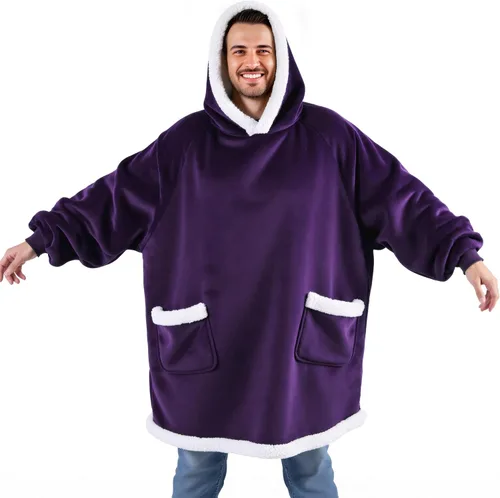 Miniatura 10 de Bedsure Manta con Capucha, Manta Portátil con Capucha como Regalos para Mamá, Regalos de Cumpleaños para Mujeres, Niños y Adolescentes, Sudadera