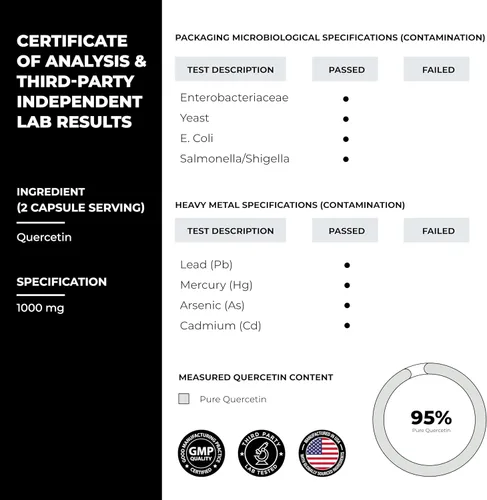 Miniatura 5 de Quercetina 500mg Cápsulas vegetarianas 120 unidades 1000 mg por porción de 2 cápsulas Suplementos de apoyo inmunológico para respiratorio, salud