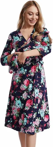 Miniatura 15 de Galabloomer Bata de maternidad y manta de recepción de bebé, conjunto de bata y manta a juego para el parto de mamá