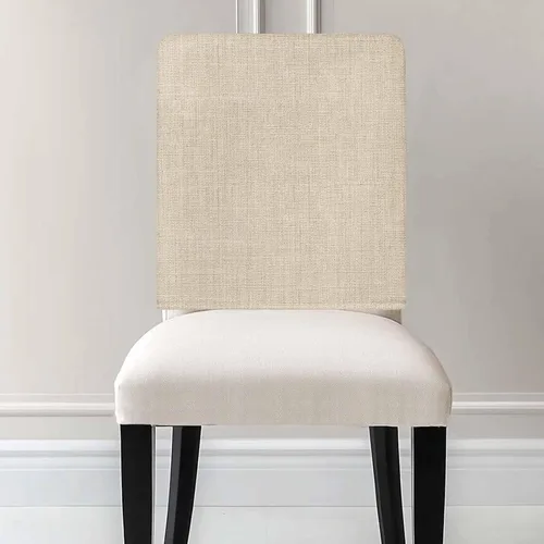 Miniatura 8 de Paquete de 4 fundas de lino beige para sillas de comedor, color liso puro, lavable, extraíble, fundas para sillas de respaldo, funda de respaldo