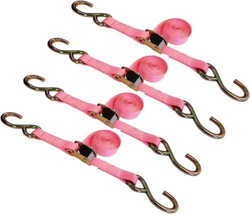 Miniatura 11 de Mega Cargo Control - Hebilla de leva resistente de 1" x 6' con ganchos S recubiertos de negro - WLL 400 lbs. Paquete de 4