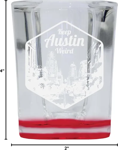 Miniatura 3 de Austin Texas Souvenir - Vaso de chupito grabado de 2.5 onzas, color rojo, paquete de 2