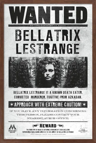 Miniatura 16 de Trends International El mundo mágico: Harry Potter - Póster de Bellatrix Wanted, 14.725" x 22.375", versión con marco de madera tipo granero