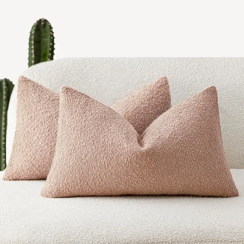 Miniatura 73 de Foindtower - Juego de 2 fundas decorativas de textura de bucle, fundas de almohada acentuadas, fundas de cojín sólidas, neutrales, para sofá, silla
