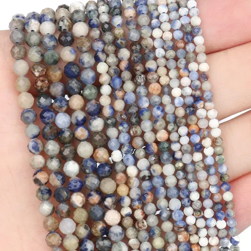 Miniatura 59 de 180 piezas 2mm Cuentas de piedras preciosas de turquesa africana natural facetada redonda suelta para hacer joyas
