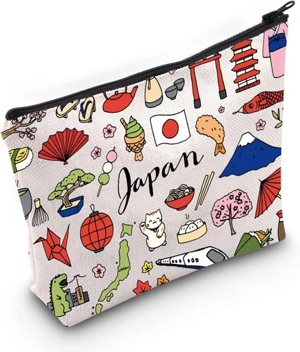 LEVLO Bolsa de viaje Japón - Bolsa con cremallera para regalos de viaje japoneses, Japan, Bolsa de cosméticos