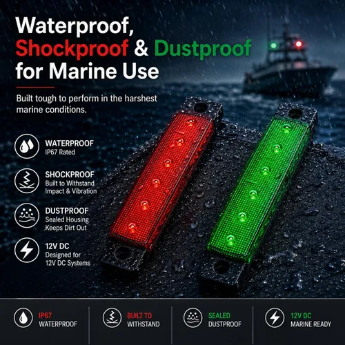 Miniatura 6 de Luces de navegación Shangyuan, luces LED de tira marinas y para popa de barco, kayak, DC 12V 2 piezas (rojo y verde)
