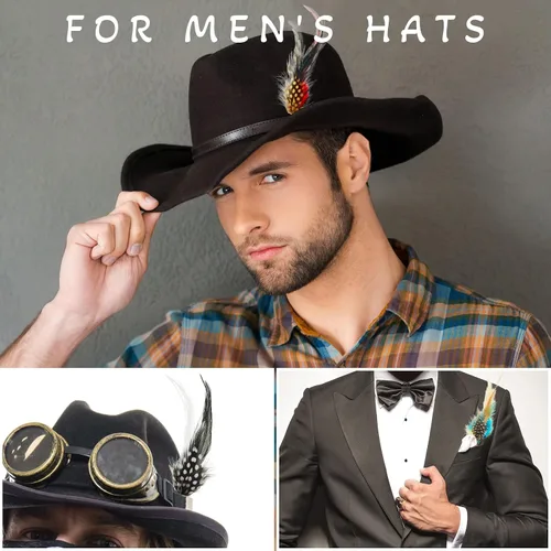 Miniatura 6 de Kenning 39 plumas de sombrero surtidas para sombreros coloridos reales para manualidades, decoración de boda, hombres y mujeres, aprox. 3.1-4.3 in