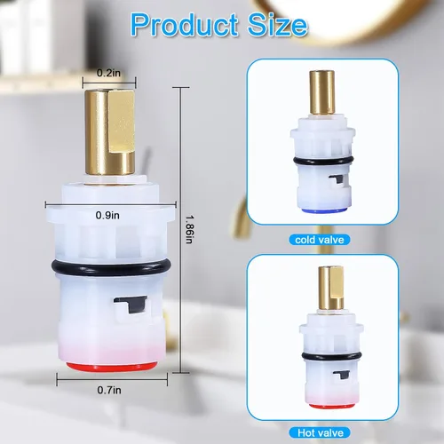 Miniatura 2 de Grifo de disco de cerámica de repuesto para grifo de baño (1 par caliente y frío) para Pfister 9608020 48/143/149 Series Cartucho de válvula 9608060