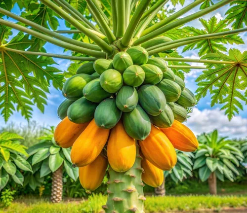 10 semillas de árbol de papaya para plantar - Semillas de papaya para plantar - Cultiva tu propio árbol frutal tropical en casa, patio o jardín -