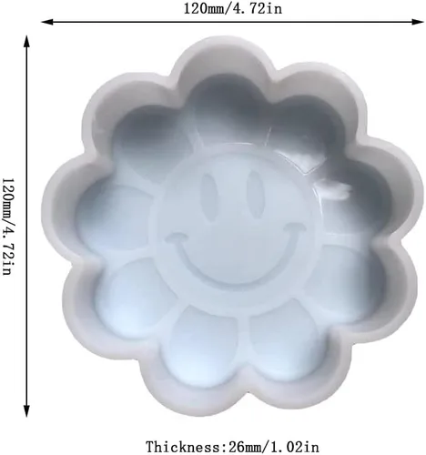 Miniatura 2 de Molde de silicona Freshie para coche con forma de flor de cara sonriente para hacer jabón aroma perlas coche Freshie, colgante, vela, resina