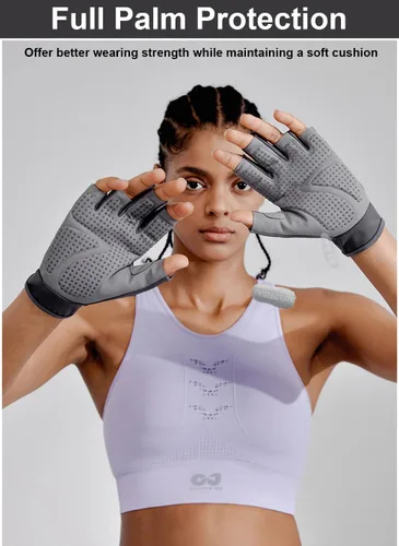Miniatura 2 de SUJAYU Guantes de entrenamiento para mujeres y hombres, guantes sin dedos antideslizantes para levantamiento de pesas, guantes de entrenamiento