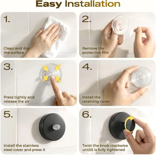 Miniatura 4 de Ganchos de ventosa mejorados para ducha, ganchos de toalla extraíbles resistentes para pared de puerta de vidrio de baño, ganchos de ducha de acero
