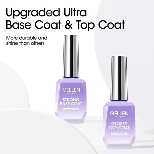 Miniatura 2 de GELLEN - Juego de capa base y capa superior de gel para uñas, 2 piezas de 18 ml, capa superior y base de gel de uñas de alta calidad, no necesita