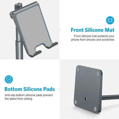 Miniatura 5 de OMOTON Soporte para teléfono celular, altura de ángulo ajustable, soporte de escritorio para iPhone Air/17 Pro Max/ 11 Pro/XS Max/XR, Samsung Galaxy