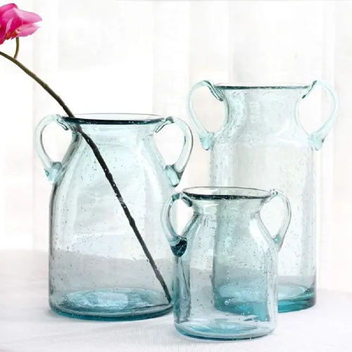 Miniatura 4 de Sunkey - Jarrón de cristal para decoración del hogar, Vidrio, Azul, L