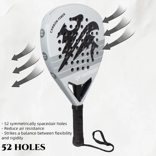 Miniatura 3 de Padel Racket, Carbon Fiber Surface Padel Racquet, Lightweight, Ideal for Training/Matches Gris