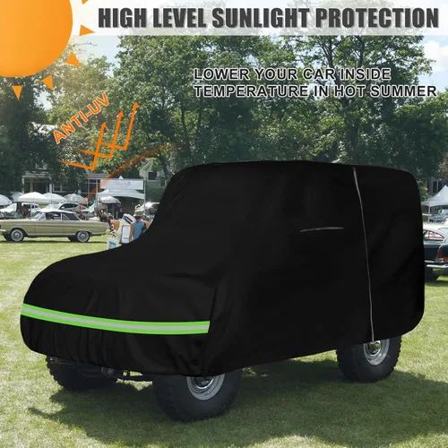 Miniatura 7 de Funda impermeable para automóvil de repuesto para Toyota Land Cruiser FJ40/41/42 210T 1960-1984 para todo tipo de clima, con puerta de cremallera