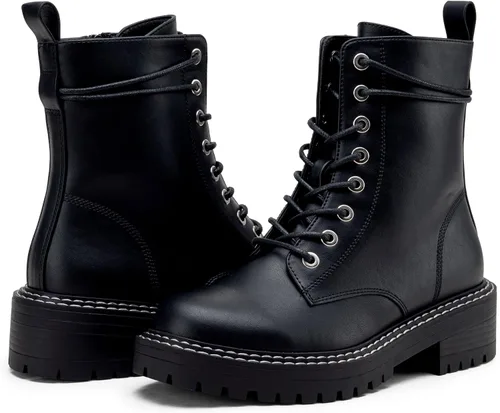 Miniatura 6 de Jeossy Botines de combate 9627 para mujer con tacón bajo con cordones y cremallera lateral