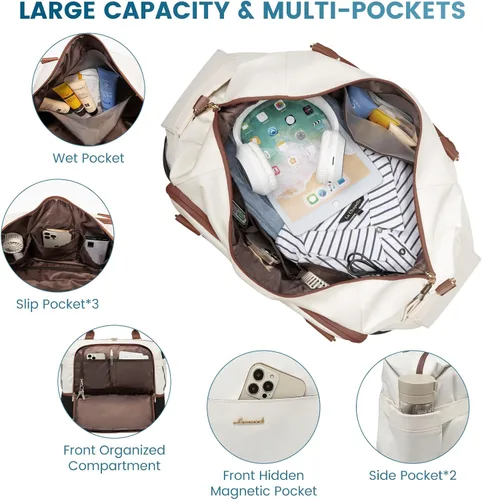 Miniatura 3 de LOVEVOOK Bolsa de viaje para mujer, bolsa de transporte de gran capacidad con bolsa de aseo