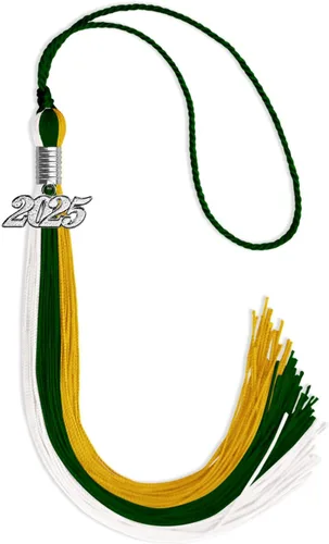 Miniatura 170 de Endea Graduation Borla de triple color con gota de fecha plateada (negro/dorado/granate, 2020)