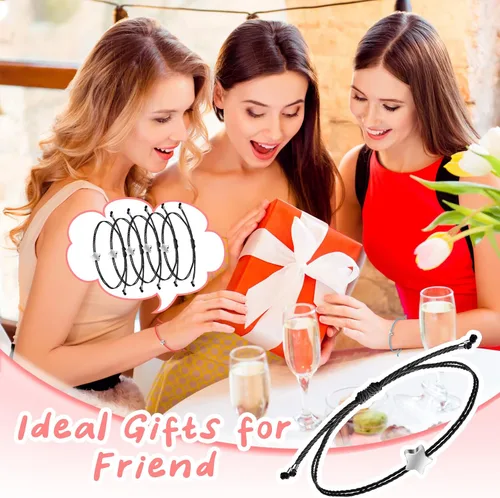 Miniatura 3 de Cunno 50 Pcs Star Shaped Friendship Bracelet Adjustable Star Bracelet Wish Bracelets for BFF Women Men Girls Kids Christmas Gifts