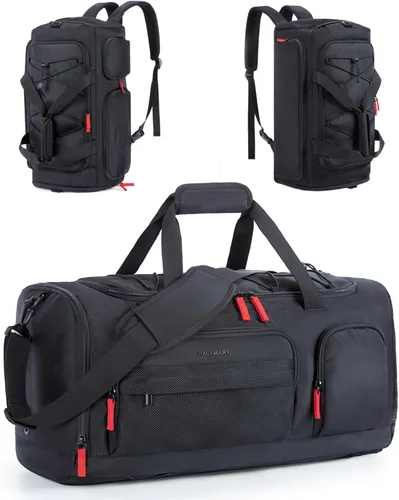 BAGSMART Sports - Bolsa de viaje para gimnasio, bolsa de lona impermeable para hombres y mujeres, bolsa de entrenamiento de fin de semana, Negro -