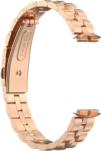 Miniatura 5 de FitTurn Correas compatibles con Fitbit Luxe Metal acero inoxidable correa de reloj de repuesto clásica duradera de enlace sólido accesorio hebilla