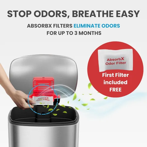 Miniatura 4 de iTouchless SoftStep - Bote de basura de acero inoxidable, 13.2 galones, sistema de filtro de olores, pedal y tapa con cierre silencioso y fino