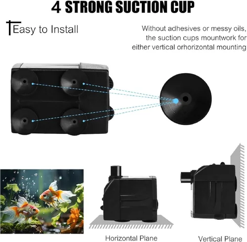 Miniatura 7 de BARST Mini bomba de agua sumergible de 40 GPH con cable de alimentación de 6 pies, 2 boquillas 3.2 W, 150 L/H, ultra silencioso para acuario