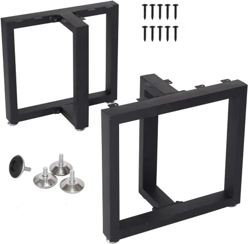 Miniatura 13 de Patas rectangulares industriales de metal de 16 pulgadas de altura, patas de banco de metal para mesa, diseño moderno de mediados de siglo, juego