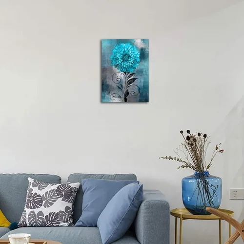 Miniatura 6 de NINEASO Arte de pared con flores abstractas, cuadros de lienzo de flores rústicas para dormitorio, baño, decoración de pared, impresiones modernas