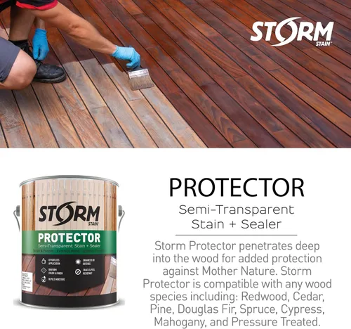Miniatura 4 de Storm System Protector - Hickory, 1 galón, protege la madera exterior del agua y los rayos UV, revestimiento, tinte y sellador para cercas