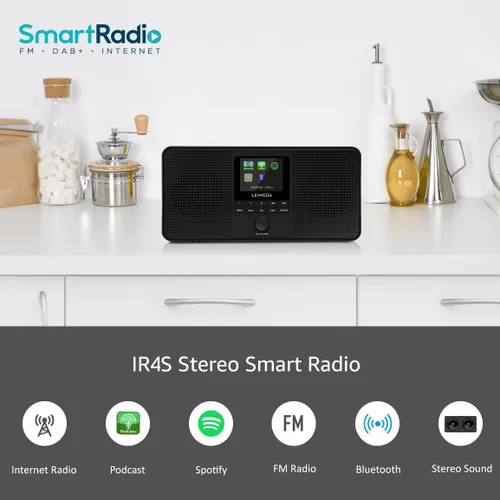 Miniatura 2 de LEMEGA IR4S Radio WiFi de Internet Estéreo, Radio Digital FM, Spotify Connect, Altavoz Bluetooth, Reloj de Alarma Dual, 40 Preajustes, Salida