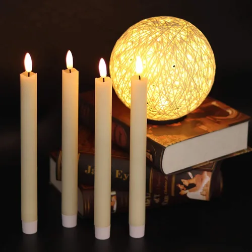 Miniatura 6 de GenSwin Velas cónicas sin llama parpadeantes con 2 controles remotos y temporizador, funciona con pilas, luz LED cálida 3D para ventana, paquete