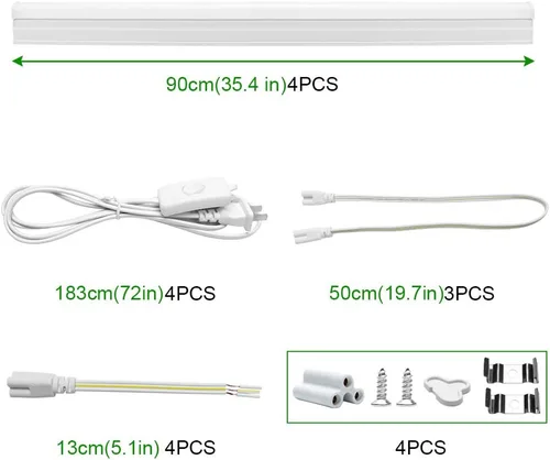 Miniatura 4 de LightingWill - Lámpara LED T5 integrada de 3 pies, luz blanca diurna 6000-6500K, 14 W, luz de tienda enlazable y luz debajo del gabinete, eléctrica