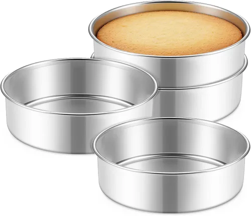 Miniatura 15 de P&P CHEF Molde para pasteles de 7 pulgadas, 1 bandeja redonda para hornear pasteles, de acero inoxidable, para cocinar al vapor, no tóxico
