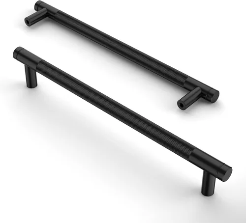 Miniatura 30 de Asidrama - Paquete de 10 tiradores para gabinete de 3 pulgadas (76mm) de color negro mate y bronce champán, manijas estriadas para gabinete