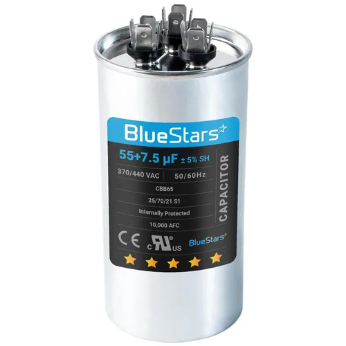 Miniatura 41 de [Listado UL] BlueStars 10 uF ± 5% MFD 370/440V CBB65 CBB65A Pieza de Repuesto de Capacitor de Arranque y Funcionamiento Ovalado - Capacitores