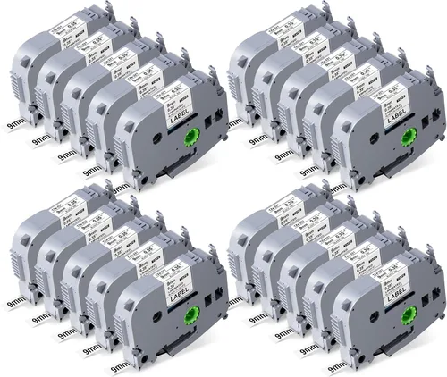 Miniatura 14 de Weemay Paquete de 4 cintas TZe-221 TZe221 compatibles con Brother TZ 0.354 in 0.35 cinta blanca laminada TZe TZ TZ221 TZ-221 3/8 etiqueta laminada