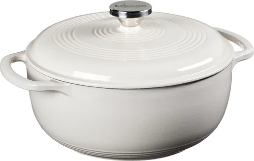 Miniatura 13 de Lodge Horno holandés de hierro fundido esmaltado de 4.5 cuartos de galón con tapa, asas dobles, apto para horno hasta 500° F o en la estufa, uso