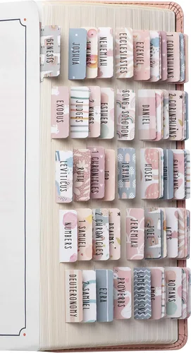 Miniatura 11 de DiverseBee Pestañas laminadas de la Biblia para mujeres (letra grande, fácil de leer), pestañas coloridas para libros de diario bíblico, regalo Rosa