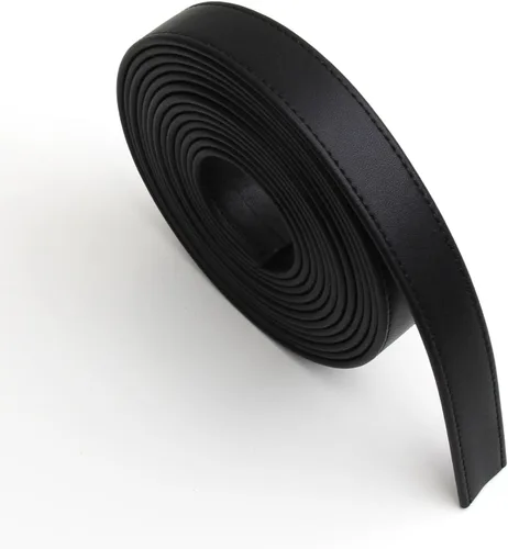 Miniatura 12 de lalatia Correas de cuero sintético cosidas para manualidades, tiras de cuero con costuras de 1/2 pulgada de ancho, 2 yardas de largo, color negro
