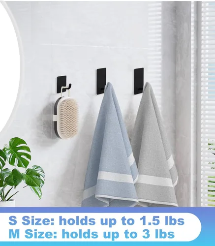 Miniatura 4 de 20 ganchos para toallas con tiras extraíbles para colgar, adhesivo de pared resistente, al aire libre sin daños, gancho adhesivo para baños, ducha