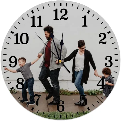 Miniatura 7 de Reloj de madera redondo personalizado para colgar con foto, imagen, texto, logotipo, regalo para familiares, amigos, granja, arte de pared, rústico
