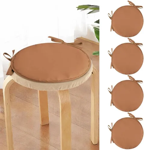 Miniatura 23 de Womenyiaor Juego de 2 cojines redondos para sillas de bistró para interiores y exteriores, cojines para sillas de bistró con lazos, cojines redondos