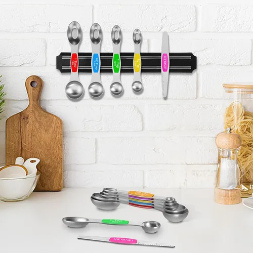 Miniatura 7 de Wildone - Juego de 7 cucharas medidoras magnéticas de acero inoxidable de doble cara, para ingredientes secos y líquidos, incluyendo 6 cucharas